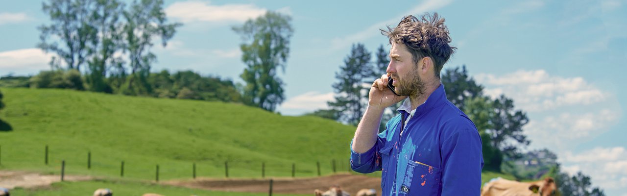 Farmer on phone News landing
