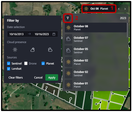 Selecting your satellite image