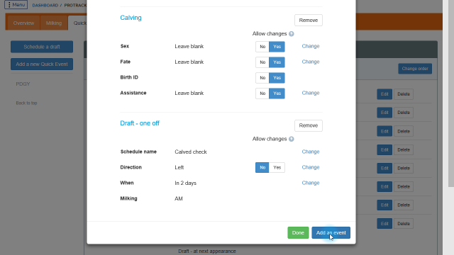 Stacking quick events
